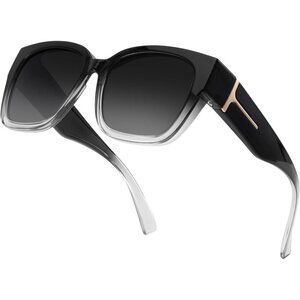 🆕 Women Black Trendy Polarized Sunglasses Oversized Fit Over Driving Protection